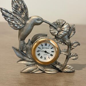 Spoontiques Pewter and Hummingbird small Clock
